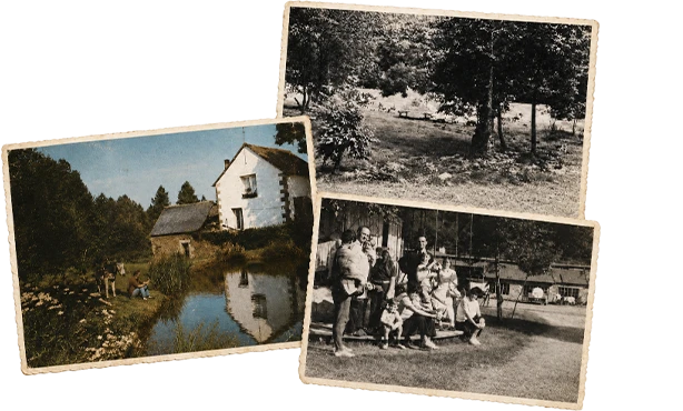 Old photographs of the ZooParc from the 1970s: a watermill and groups of visitors